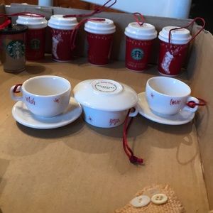 2005 Starbucks Coffee Tea Espresso Cups Ornaments Collectable Rare Hard to Find!